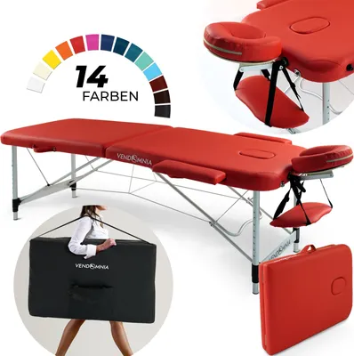 Produktbild von Mobile Massageliege - Alufüße mit 2 Zonen-Klappbar, Massagetisch, Massagebett-höhenverstellbar inkl. Kopfstütze, Tasche Farbe: Rot