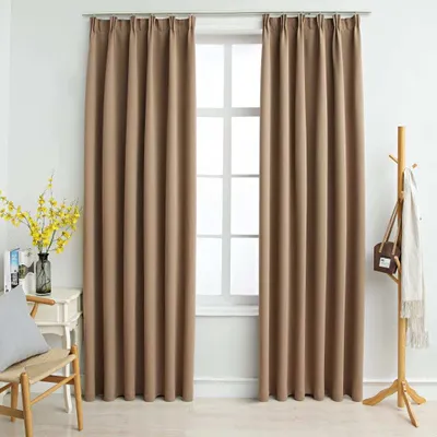 Image de The Living Store Rideaux occultants avec crochets 2 pcs. Taupe 140x225cm