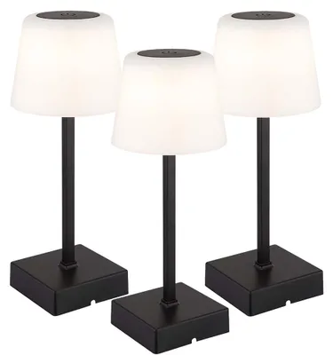 Produktbild von 3x LED Tischleuchte, schwarz, Touchdimmer, Akku, H 25,5 cm
