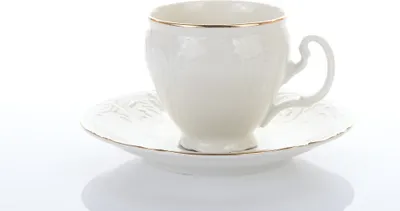 Produktbild von Thun 1794 Bernadotte, Kaffeetasse mit Untertasse, 170 ml, Goldlinie, weißes Porzellan, Thun