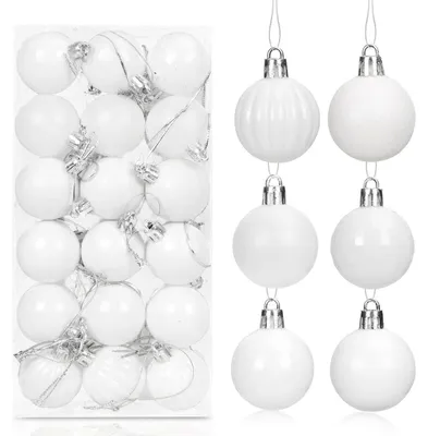 Productafbeelding van Kerstballen, wit, 36 stuks, 4 cm, kunststof, set kerstversiering