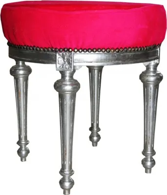 Produktbild von Casa Padrino Barock Sitzhocker / Rundhocker Pink / Silber