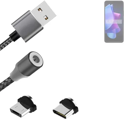 Produktbild von K-S-Trade Hochwertiges Magnet-Lade-kabel Sync-Kabel Daten-Kabel für Tecno Spark 10 5G mit USB-Typ-C-Anschluss und Micro-USB-Anschluss 2A bis zu
