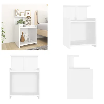 Productafbeelding van vidaXL Nachtkastje, wit, 40x35x60 cm, houtvezel - Nachtkastje - Nachtkastjes - Bijzettafeltje - Bijzettafeltjes