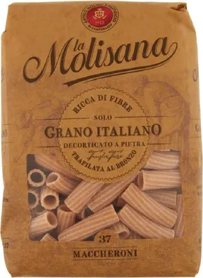 Produktbild von La Molisana Pasta Integrale Maccheroni n°37 Vollkornnudeln Vollkornpasta,100% italienischer Weizen,Bronzepaste 500g Packung + Italian Gourmet Polpa di Pomodoro 400g Dose