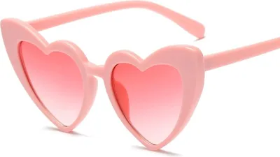 Zdjęcie produktu dla Okulary Przeciwsłoneczne Damskie Serca Sesja Panieński Ślub Uv400 Różowe