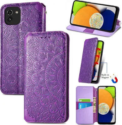 Produktbild von König Design Hülle kompatibel mit Samsung Galaxy A03 Kunstleder Handyhülle - Handy Case Lila
