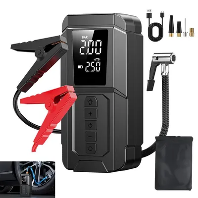 Produktbild von Starthilfe Powerbank 150PSI Kompressor (Bis Zu 10,0L Benzin Oder 8.0L Diesel) Auto Starthilfe LED-Taschenlampe, großen Bildschirm, Jumper Bildschirm