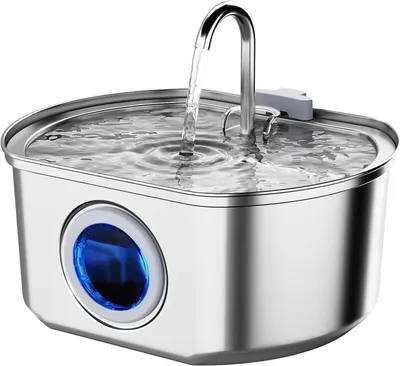 Produktbild von Katzentrinkbrunnen aus Edelstahl: 108 oz/3,2 l Katzentrinkbrunnen–Haustier-Trinkbrunnen für Katzen im Innenbereich–Automatischer Katzenwasserspenderna