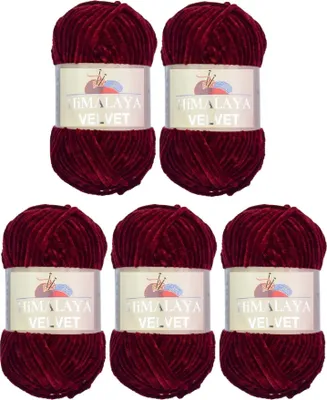 Produktbild von 5 x Himalaya 100 g Velvet Chenille-Wolle Handarbeit Amigurumi Stricken 42 Farben 90022 Bordeaux