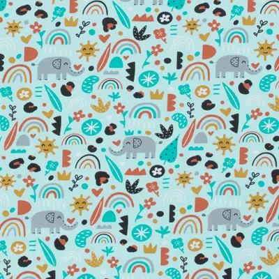 Produktbild von Jersey Kinderstoff Happy ab 0,5x1,5m Baumwolljersey Jerseystoff
