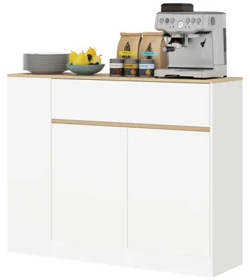 Image de Buffet de cuisine HOMCOM avec tiroir et étagère réglable, blanc