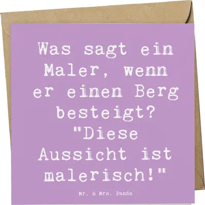 Produktbild von Mr. & Mrs. Panda Klappkarte Spruch Maler Aussicht - Lavendeltraum - Geschenk, Berufsalltag, Kunstgalerie, Glückwunschkarte, anlasskarte, Grußkarte, Handwerk, Leidenschaft