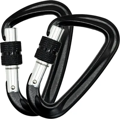 Produktbild von Karabiner Karabinerhaken mit Schraubverschluss, 1200kg/12KN Schwerlast Schlüsselanhänger Schraubkarabiner Schwarz, für Camping, Angeln, Wandern, Hängematte oder Reisen