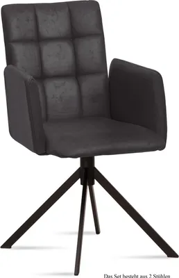 Produktbild von Armlehnstuhl (2er-Set) Drusi 52x91x60 Schwarz/Anthrazit
