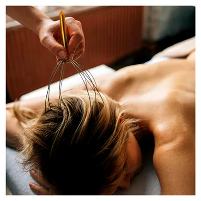 Produktbild von ® 4x Kopfmassage Spinne - Kopfmassagegerät 24 cm - Kopfkrauler, Massagespinne zur Entspannung - Kopfkrauler, Kopfkratzer, Akupressur mit Auslegern auf 2 Ebenen (4 Stück - bronzefarben)