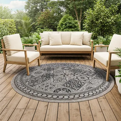 Image de Tapis Tapiso rond en sisal MELISSA, pour l'intérieur et l'extérieur,  OEKO-TEX, 160 x 160 cm