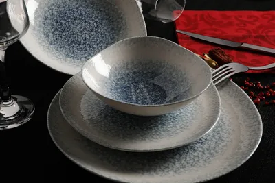 Obrázok produktu pre Hermia Concept, GBSRD24Y4R673, jedálenský servis, jedálenský servis (24 ks), modrá farba, porcelán, 25 x 25 x 3 cm