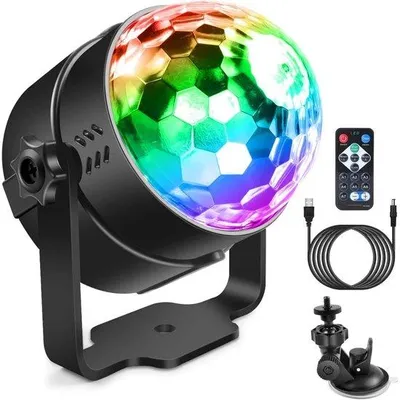Zdjęcie produktu dla Lampa LED – sterowana muzyką – mini światło dyskotekowe – z uchwytem do przykręcania – do klubów karaoke, festiwali, uroczystości rodzinnych, jako prezent na urodziny dla dzieci