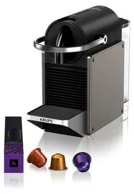 Produktbild von Krups Pixie XN306 Redesign Titan, Pad-Kaffeemaschine, 0,7 l, Kaffeekapsel, 1260 W, Titan
