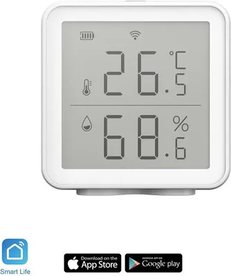 Zdjęcie produktu dla Czujnik temperatury i wilgotności Wi-Fi z wyświetlaczem iQT SmartLife TH01 IQ00291