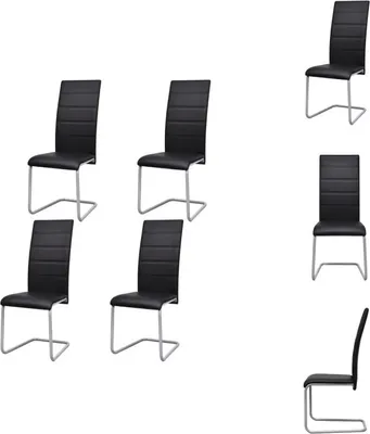 Produktbild von vidaXL Freischwinger 4 Stk. Schwarz Kunstleder - Esszimmerstühle