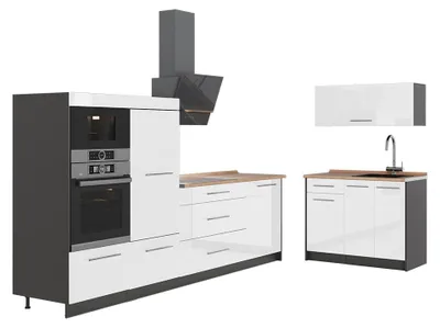Obrázek produktu pro Kuchyně Vicco Fame-Line Bílá vysoký lesk/Antracit 380 cm, PD Dub, Model 64077