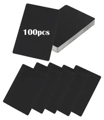 Produktbild von Set mit 100 schwarzen Visitenkarten aus Metall, 8,6 x 5,3 cm