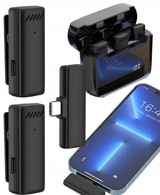 Image de Microphone cravate sans fil S13, compatible USBC 2T1R