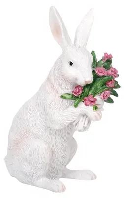Produktbild von Mini-Osterhasenfigur aus Keramik mit Blume, buntes Ei, Hasenstatue, Frühlings-, Oster-, Büro-, Feiertags- und Partydekoration