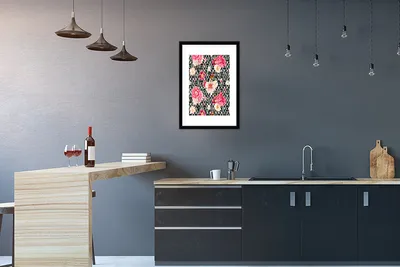 Produktbild von MuchoWow® MuchoWow® Gerahmtes Poster Blumen - Muster - Abstrakt 40x60 cm - Poster mit zchwarzem Bilderrahmen - Poster in Rahmen