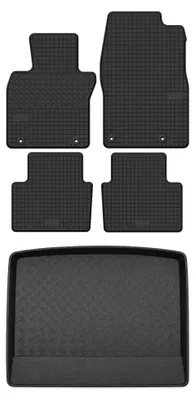 Image de Tapis en caoutchouc + bac de coffre pour Mazda CX-30 2019- (SUV) – 5 pièces, noirs, sur mesure