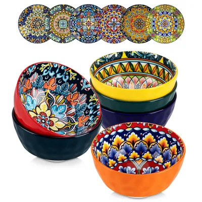 Produktbild von Schalen Set für 6 Personen, vancasso Ramen-Schale, Pastaschalen aus Porzellan, Salatschüssel, Boho-Stil