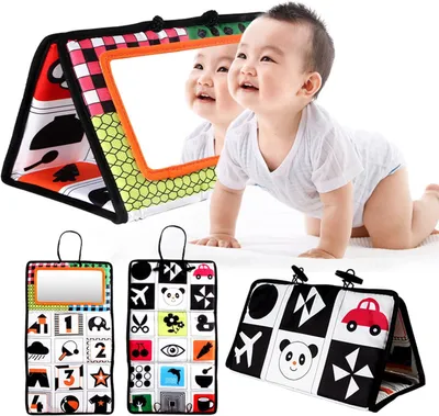 Produktbild von Baby Spiegel Spielzeug, Baby Spielzeug ab 3 Monate, Baby Buch, Kleinkinderziehung und kognitives Spielzeug Lernspielzeug für Neugeborenes Kleinkinder