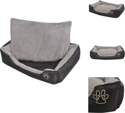 Produktbild von vidaXL Hundebett mit gepolstertem Kissen Größe XXL Schwarz -  Hundebetten