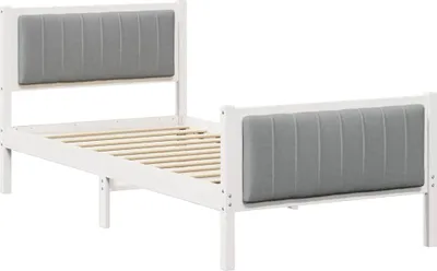 Zdjęcie produktu dla vidaXL Rama łóżka biało-jasnoszara 90 x 190 cm z litego drewna sosnowego