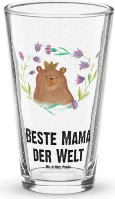 Produktbild von Mr. & Mrs. Panda Longdrinkglas Bär Königin - Transparent - Geschenk, Mutter, Cocktailglas, Lieblingsmensch, Shaker Glas, Wasserglas, Mom, Tumbler, Mutti, Muttertag, Teddy