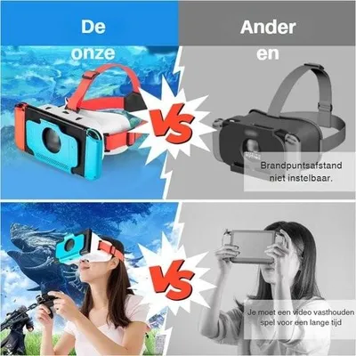Produktbild von VR Brille - 3D Virtual Reality - VR Set - VR Brille - Kabellos - Für VR Spiele - Für PC, Playstation, Smartphone - Mit Zubehör