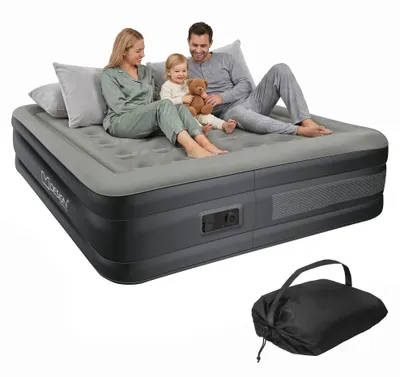 Obrázek produktu pro ML-Design nafukovací matrace pro 2 osoby, šedá, rozměry 203x157x47 cm. Nafukovací postel, která se sama nafukuje, včetně vzduchové pumpy 230V. Nafukovací matrace, pohovka pro hosty, dvoulůžko