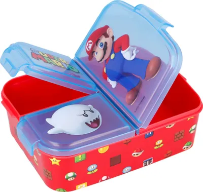 Produktbild von STOR Sandwichbox Kids Nintendo Super Mario, mehrere Fächer, BPA-freier Kunststoff, waschbar und wiederverwendbar, nicht für Mikrowelle und Spülmaschine geeignet