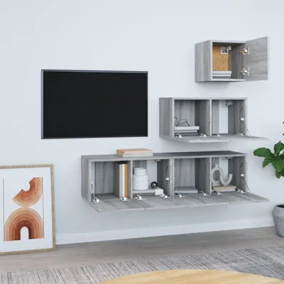 Produktbild von Möbel 4-tlg. TV-Schrank-Set Grau Sonoma Holzwerkstoff - TV-Schränke 3120318