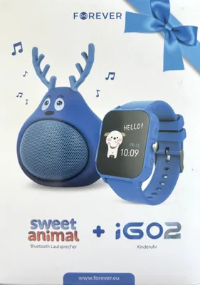 Produktbild von forever iGo2 Kids Watch Smartwatch JW-150 + Lautsprecher Bluetooth blau Geschenkset