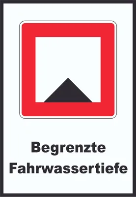Produktbild von Begrenzte Fahrwassertiefe Tiefe unter Wassserspiegel begrenzt Symbol und Text A1 (594x841mm)