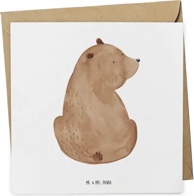 Produktbild von Mr. & Mrs. Panda Klappkarte Bär Schulterblick - Weiß - Geschenk, Bären, faltkarte, anlasskarte, Selbstachtung, Glückwunschkarte, Grußkarte, Weltansicht, doppelkarte