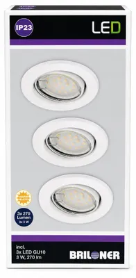 Produktbild von Briloner LED Einbaustrahler 3er Set Weiß GU10 3x3W 210lm IP23 Schwenkbar