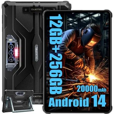 Produktbild von OUKITEL RT8 Outdoor Tablet 20000mAh 12GB+256GB G99, 11 Zoll FHD+ Rugged Tablet 48MP+32MP Android 14 Gaming Tablet NFC 4G Dual SIM/5G WiFi, Schwarz