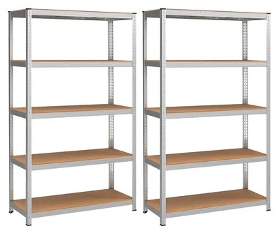 Immagine prodotto di Scaffali per magazzino – Set da 2, 5 ripiani, argento, 60 x 120 x 200 cm