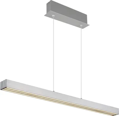 Produktbild von Globo Lighting Hängeleuchte Aluminium Gebürstet, Aluminium gebürstet, Kunststoff opal, Touch Ein/Aus, dimmbar, stufenloser Touchdimmer, Farben fixierbar, Memoryfunktion, Höhenverstellbar, beweglich, mit Soft-Lift Höhenverstellung, verstellbar in Höhe und Länge, LxBxH: 1500x75x1500mm, Länge von 95 bis 150 cm und Höhe von 80 bis 150 cm einstellbar, inkl. LED 39W 230V, 400-4000lm Source, 280-2800lm Output, CCT 2700/4000/6000K