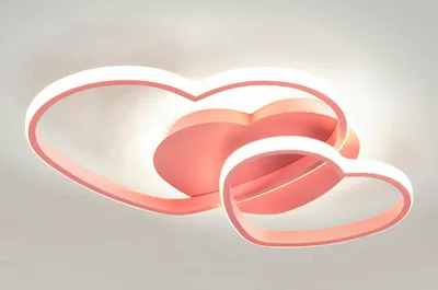 Produktbild von LED Moderne kreative Deckenleuchte Herzförmig Dimmbar 50cm mit Fernbedienung Augenschutzlampe Metall Energiesparlicht Kronleuchter Mädchen Jungen Kinderzimmerleuchte (rosa)  für Wohnzimmer Schlafzimmer Esszimmer Flur Bar Café Restaurant Hotel