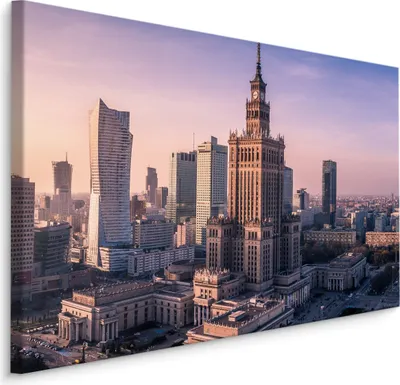 Zdjęcie produktu dla Obraz na płótnie PANORAMA miasta Warszawa Ozdoba ścienna idealna do Salonu 3D 120x80cm
